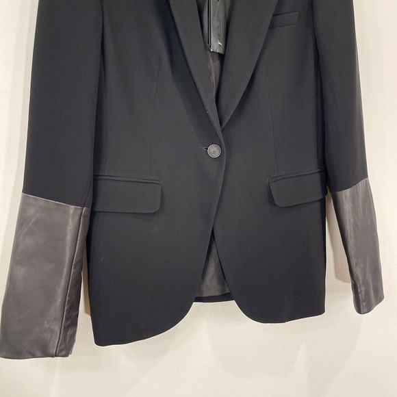 Rag & Bone | Black/Black Timeless Single Breasted Blazer with Leather Trim NWT 4 - Picture 9 of 16